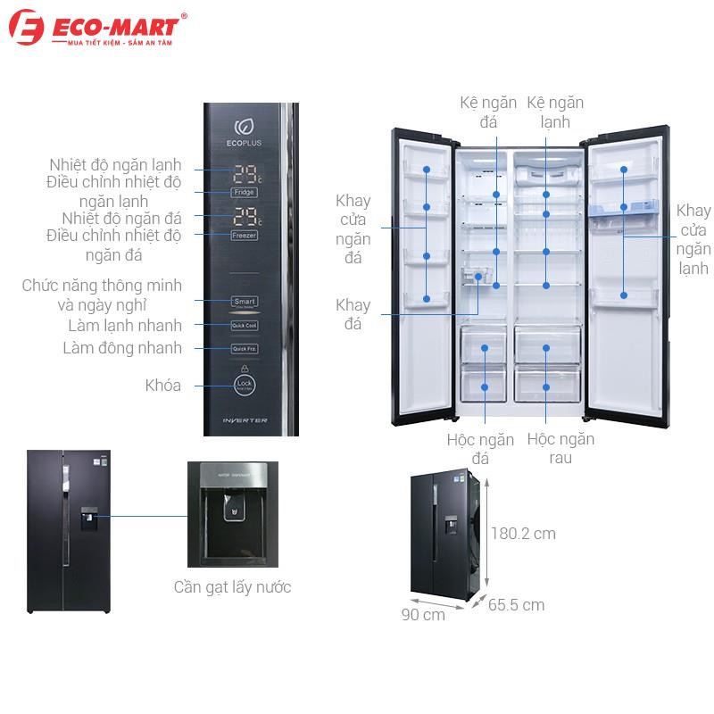 Tủ lạnh Aqua 2 cửa màu đen 557/510 lít AQR-I565AS(BS)