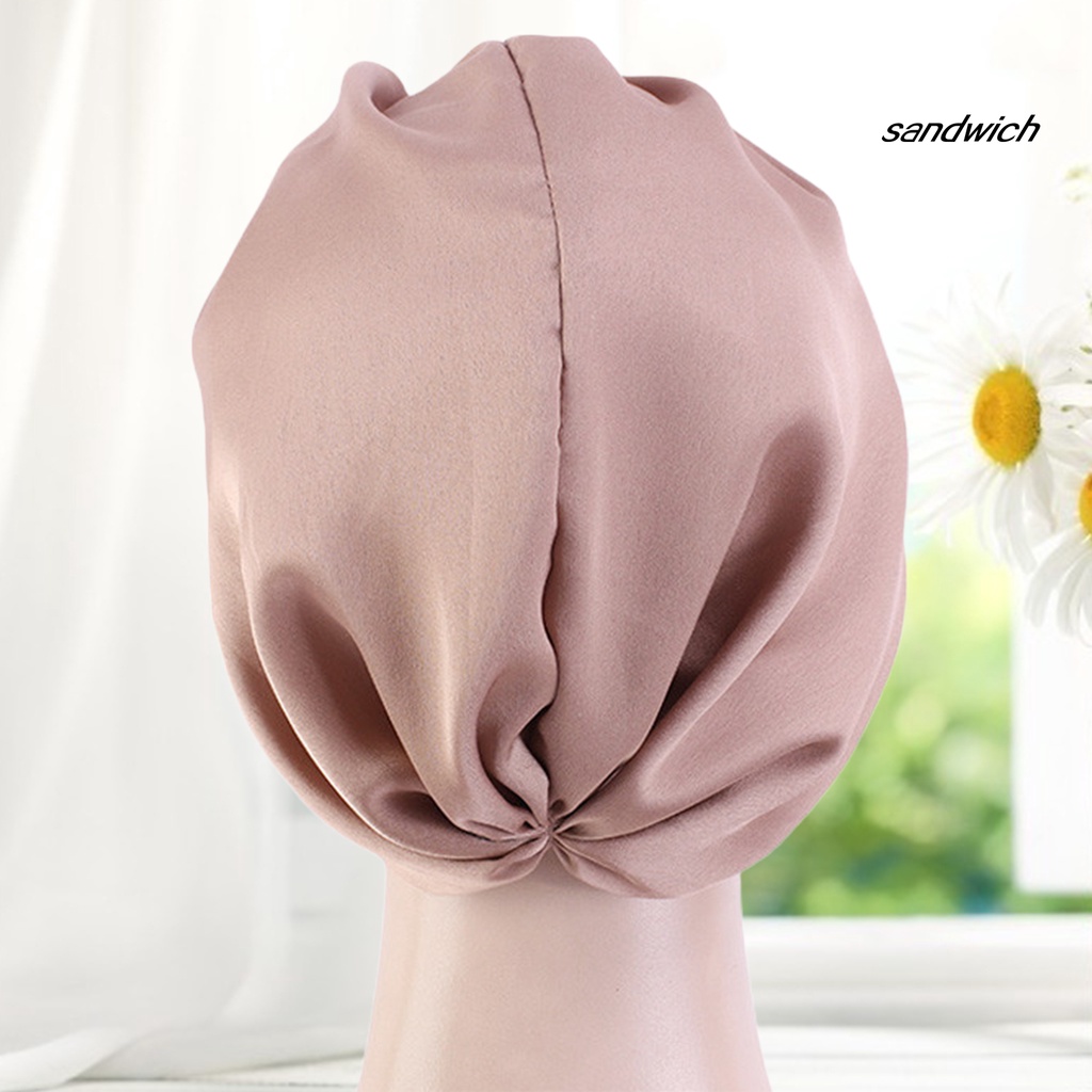 Mũ trùm đầu hai lớp màu trơn co giãn bảo vệ tóc khi ngủ thiết kế đơn giản