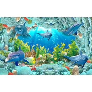 Tranh dán tường 3d tranh trang trí đại dương BINBIN DD98 (Có in theo yêu cầu)