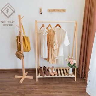 Kệ treo quần áo chữ a gỗ thông siêu bền, siêu đẹp phong cách Hàn Quốc l Kệ treo quần áo bằng gỗ thông chữ a 1 tầng