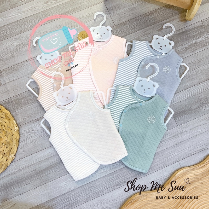 HRNEE Áo Gile Cài Chéo Cho Bé Sơ Sinh Đến 6 Tháng Tuổi