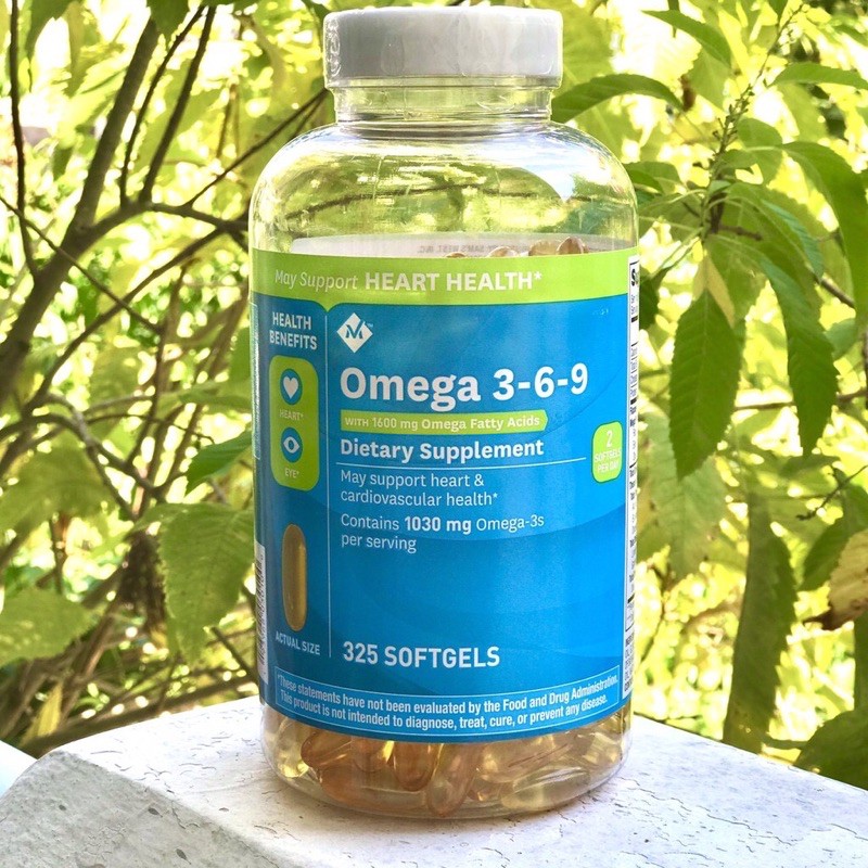 (AIR 6/22 Mỹ mẫu mới) Viên uống Omega 3-6-9 Support Heart Health Member's Mark 325 viên