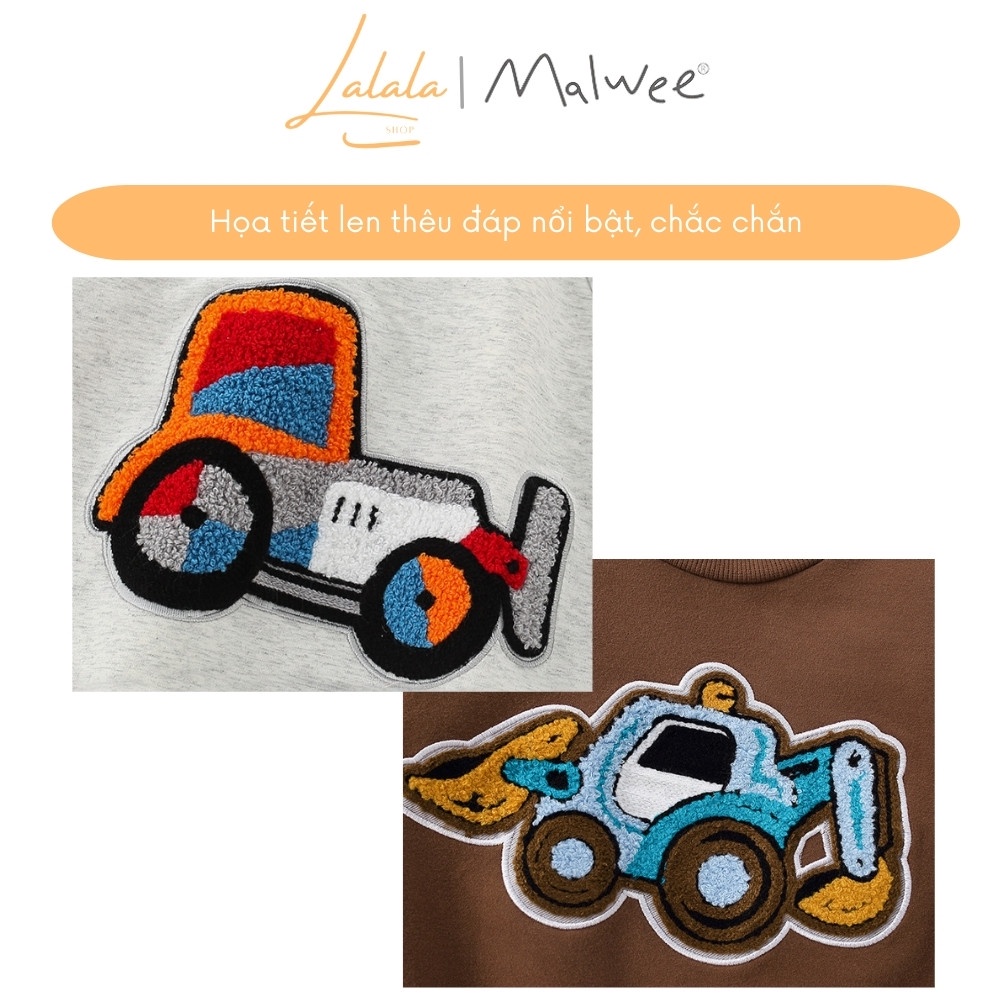 Áo nỉ cho bé trai, áo ấm cho bé trai MALWEE mềm mại, họa tiết ô tô, Marvel mạnh mẽ
