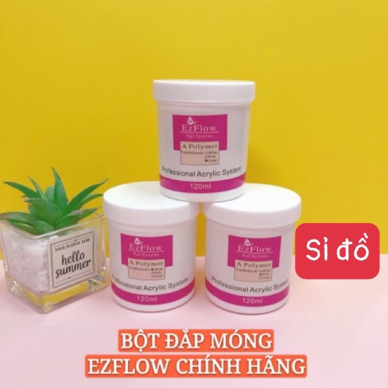 Bột đắp móng Ezflow 120ml chính hãng mịn, dẻo, không vón cục, trắng, trong, white, clear, pink