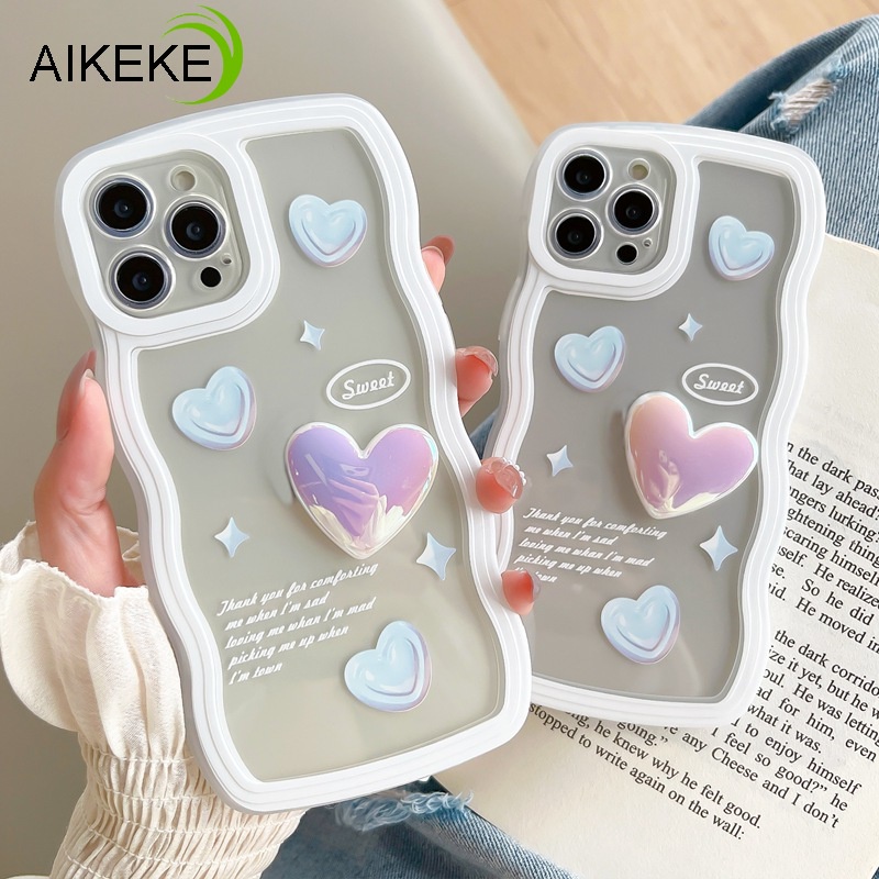 Ốp Điện Thoại TPU Mềm Trong Suốt Họa Tiết Trái Tim 3D Có Dây Đeo Tay Cho OPPO Reno 7 6 5G 5 Pro 4 R17 R15 4G