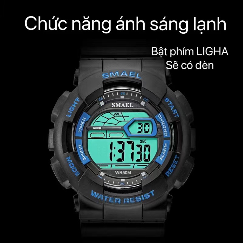 Đồng hồ nữ và nam SMAEL  điện tử mẫu thể thao đầy đủ các chức năng | BigBuy360 - bigbuy360.vn