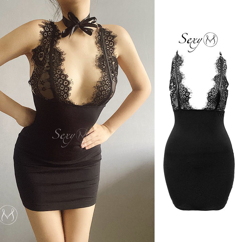 Váy Ngủ Thun Dáng Ôm Pha Ren Lamina Dress VN41