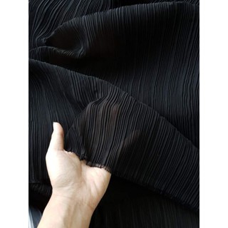 Vải csr chiffon dập ly đen