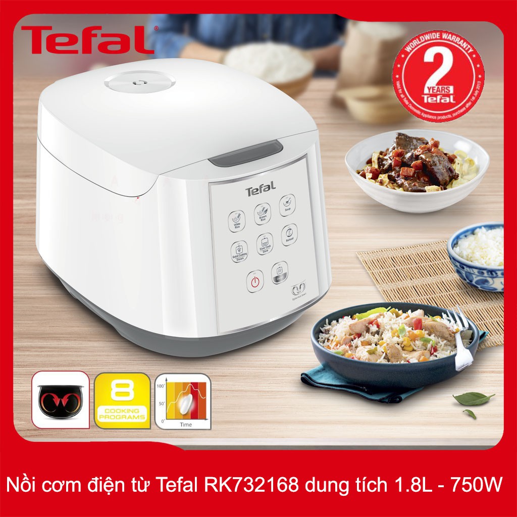 Nồi cơm điện tử Tefal RK732168 dung tích 1.8 lít công suất 750W - Hàng chính hãng, bảo hành 24 tháng