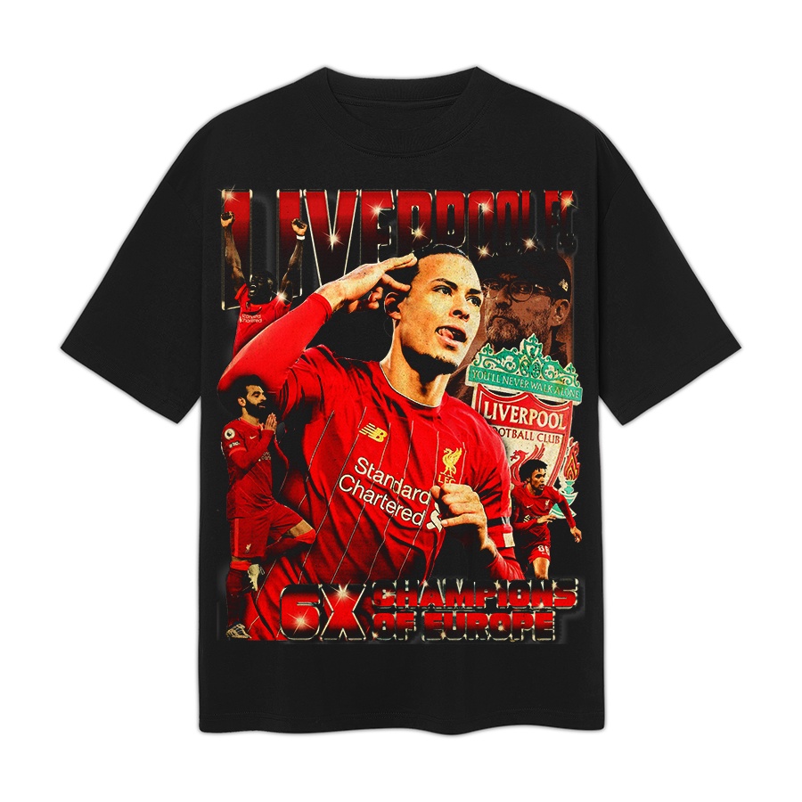 BLANK | Áo Thun LIVERPOOL Tay Lỡ Unisex - Đen/Trắng Cổ Tròn