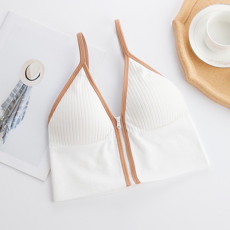 Áo Bra 2 Dây Kéo Khóa Ngực Sexy Có Kèm Mút Đệm Ngực YUKI STORE 20