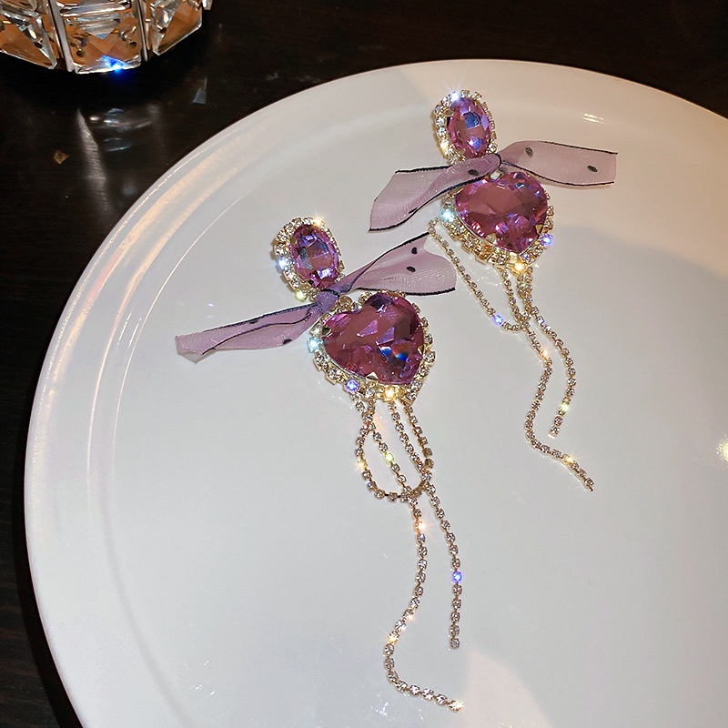 Bông Tai Mạ Bạc 925 Đính Đá Phối Tua Rua Phong Cách Âu Mỹ Thời Trang Cho Nữ