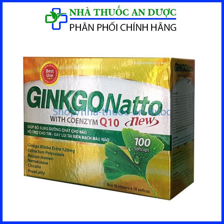 Hoạt huyết dưỡng não Ginko Natto With Coenzyme Q10 New – tăng tuần hoàn, đẩy lùi tai biến mạch máu não – Hộp 100