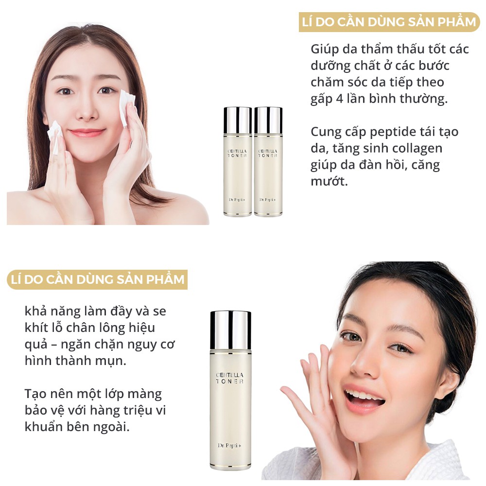 Nước hoa hồng tonner se khít lỗ chân lông dưỡng da căng bóng trắng da hàn quốc Centella Toner - Dr.Pepti+ LUVELA HH01