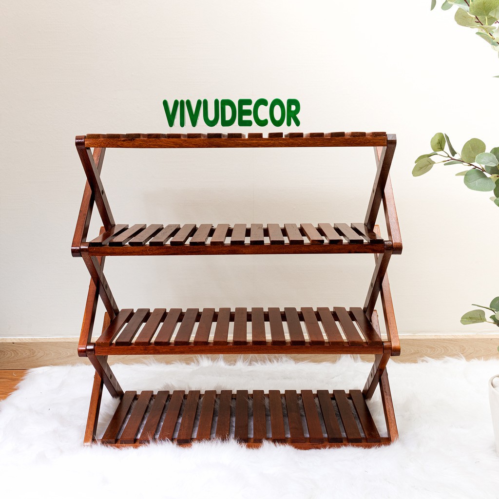 Kệ Để Giày Vivudecor 100% Gỗ Chò Chỉ Tự Nhiên , Kệ Giày Lắp Ráp Màu Gỗ Tự Nhiên Bền, Sạch.