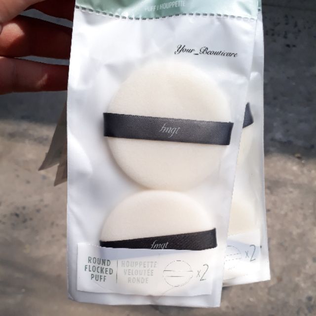 Set Bông phấn Round flocked Puff -2 miếng TRẮNG - Tròn