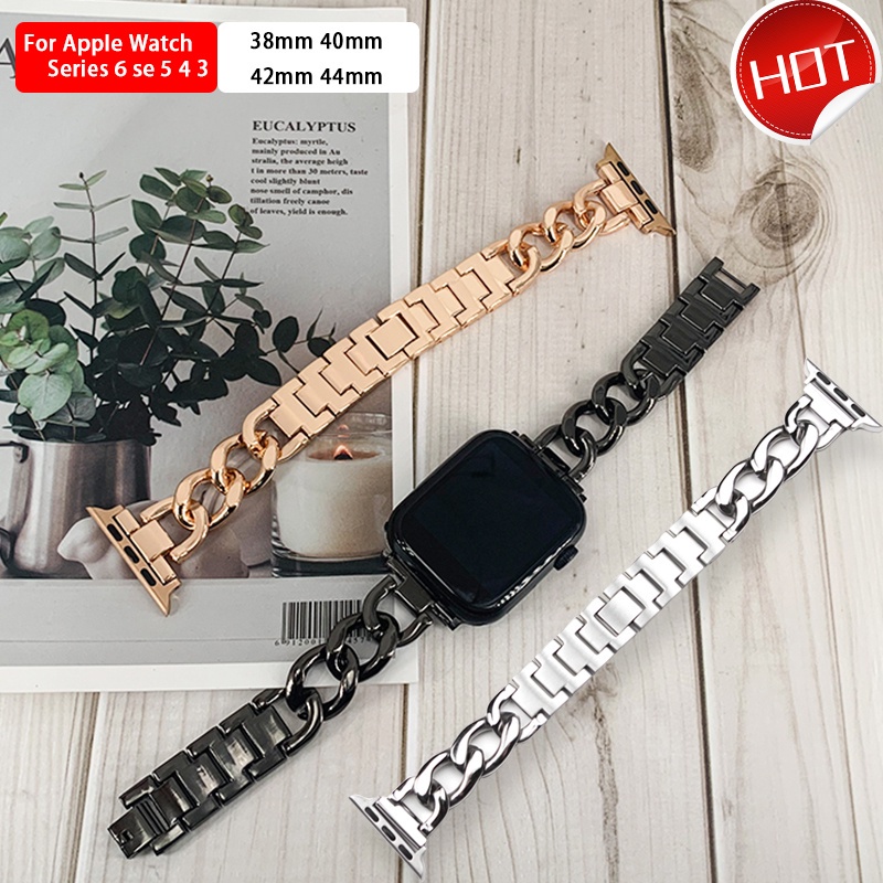 Dây Đeo Inox Dạng Xích Cho Đồng Hồ Thông Minh Apple Watch Series 7 6 5 4 3 2 1 SE 38mm 42mm 40mm 44mm