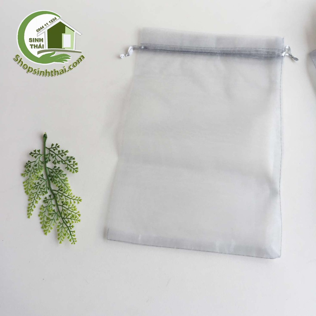 Túi vải voan dây rút màu xám - túi lớn 20x30cm - túi đựng mỹ phẩm, đựng bánh kẹo, quà tặng, hoa khô thơm
