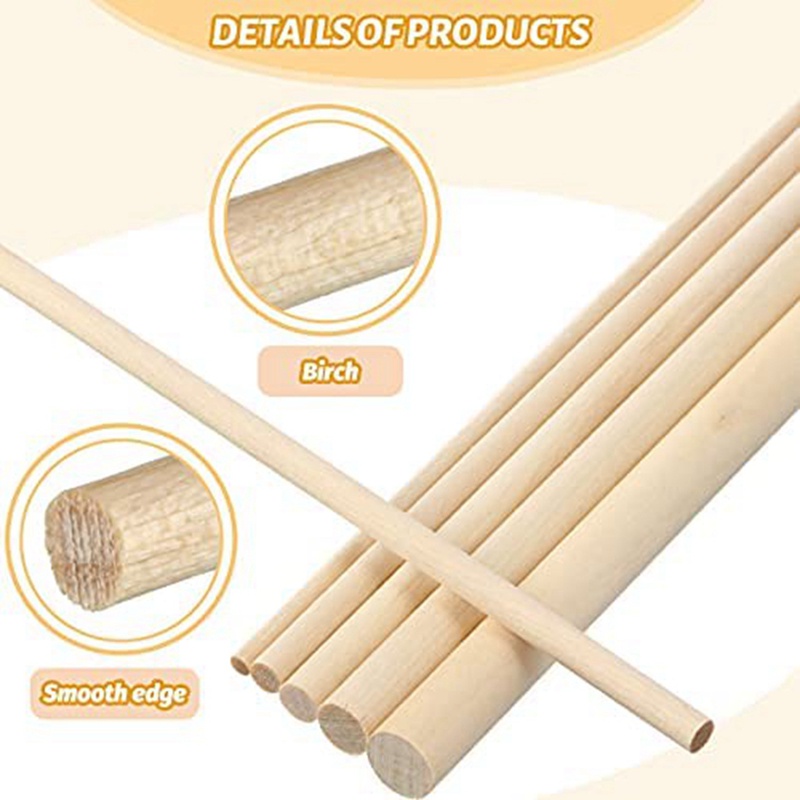 Set 100 Que Dowel Bằng Gỗ 1 / 8,3 / 16,1 / 4,5 / 16,3 / 8X6Inch Làm Thủ Công DIY Đa Ứng Dụng