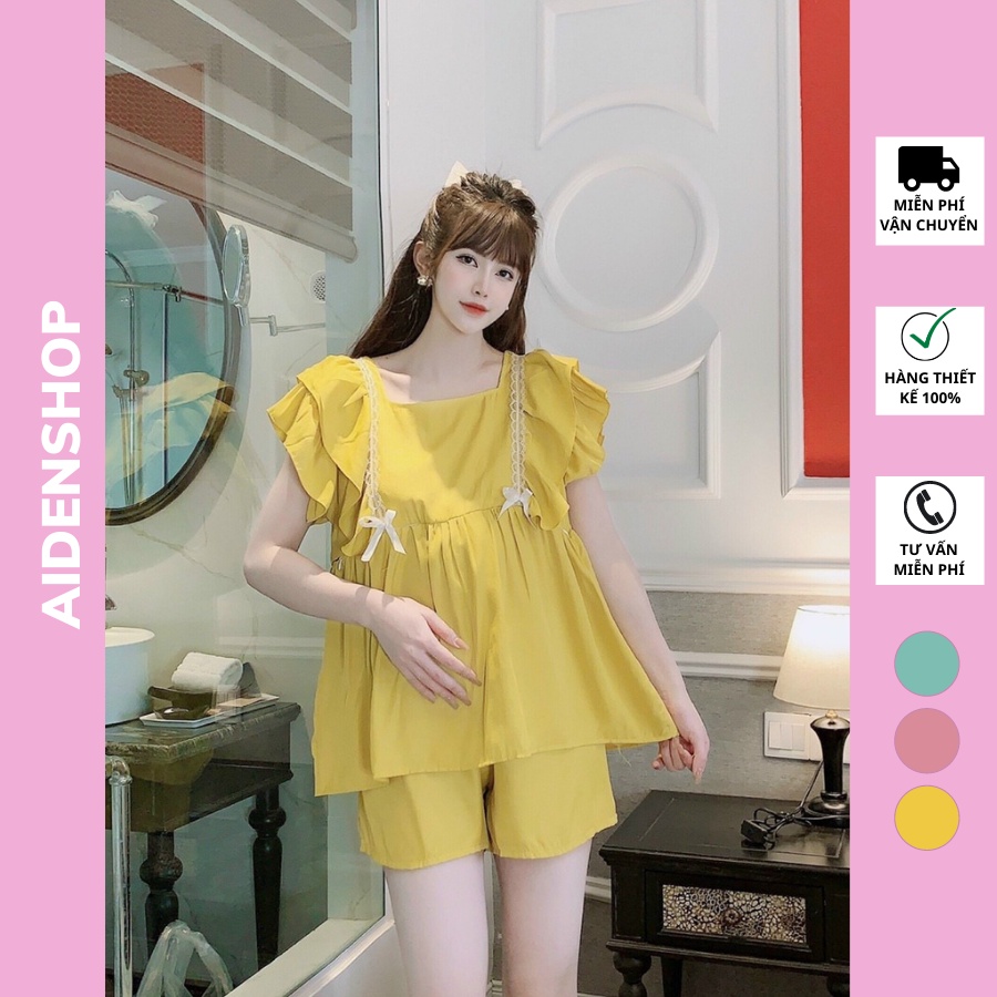 Bộ bầu thiết kế mặc nhà Aidenshop đồ bộ bầu mùa hè sau sinh