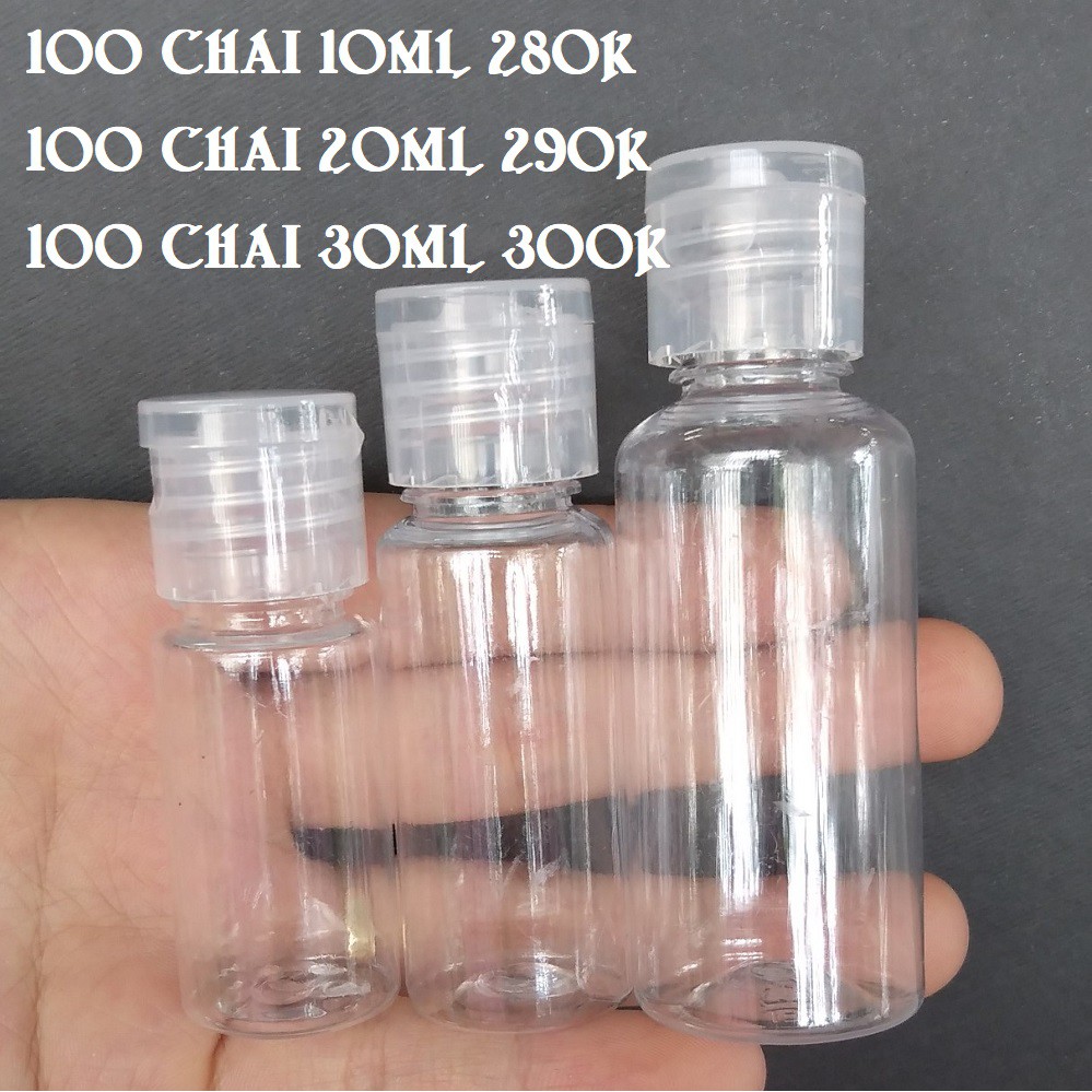 Chai nhựa pet nắp nắp bật 5ml / 10ml / 15ml / 20ml / 30ml / 50ml / 100ml - Lọ chiết mỹ phẩm, phụ kiện du lịch.