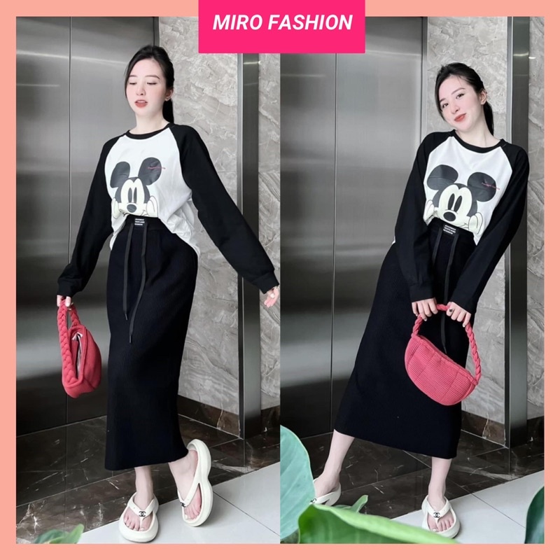 Set áo chân váy bộ quần áo thun GC dơi quần sooc trắng trẻ trung