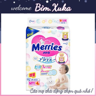Tã/bỉm dán Merries size M 64 + 4 miếng (Cho bé 6-11kg) Bỉm XuKa