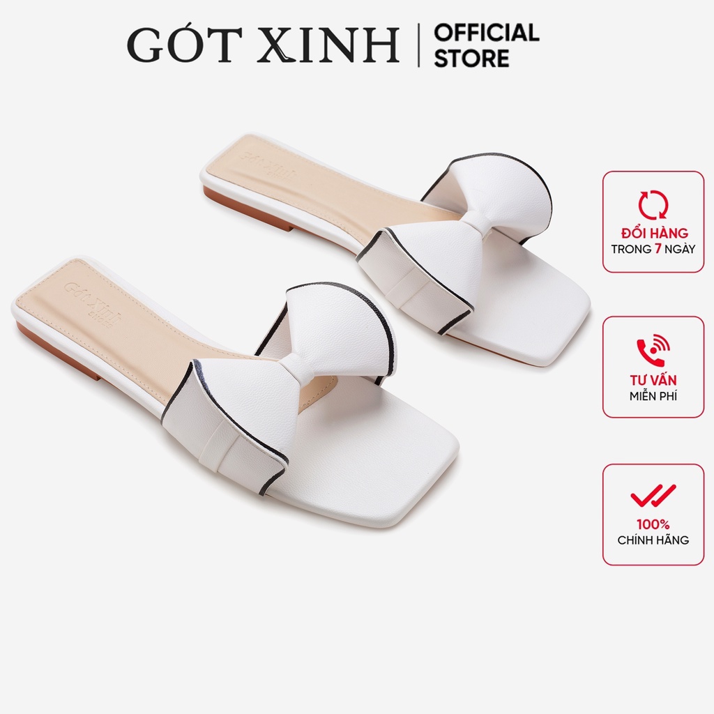 Dép nữ GÓT XINH D11 đế bệt quai nơ siêu xinh