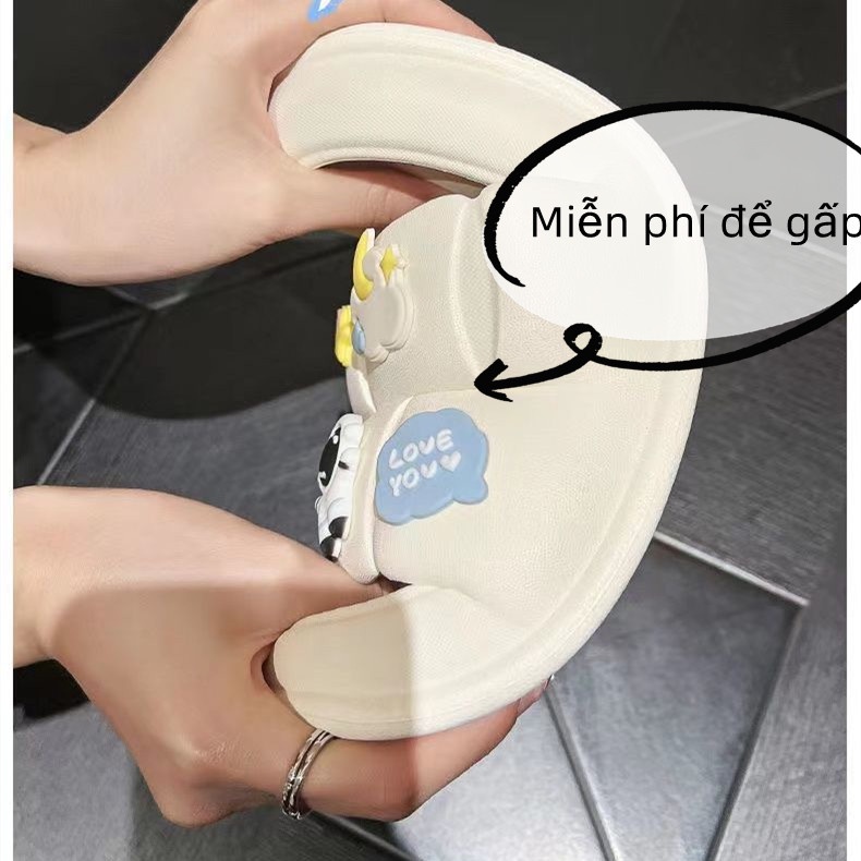 Dép quai ngang, dép bánh mỳ nữ CHAO quai trơn siêu hot- 2 màu đen trắng Phi hành giadép đế dày
