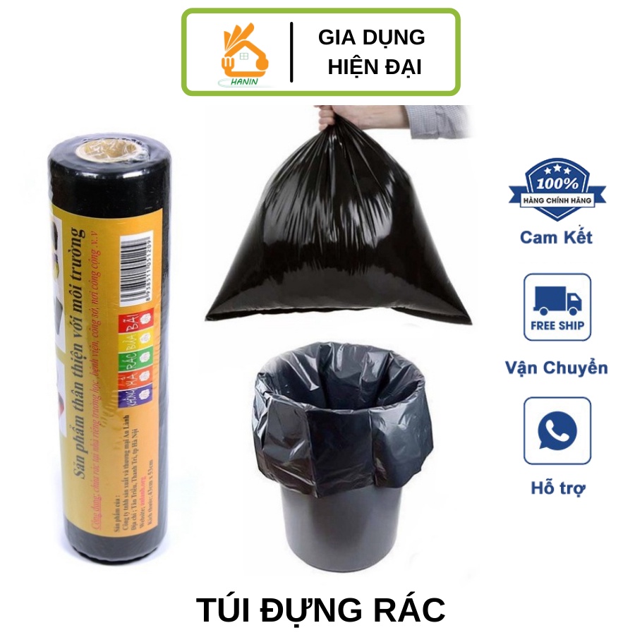 Túi bóng nilon đen đựng rác gia đình, công nghiệp tự phân hủy AL [Nhiều size] - Túi đựng rác nilon màu đen