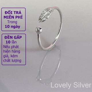 Lsn131-nhẫn bạc nữ, chuẩn bạc 925, nhẫn hở lông vũ
