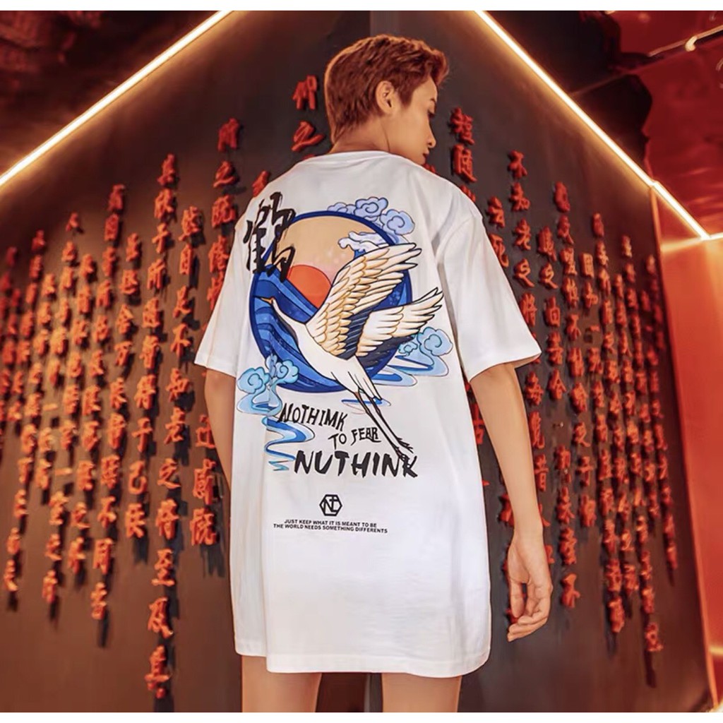 Áo Thun Tay Lỡ MH.CLOTHING Áo Phông Form Rộng NUTHINK HẠC Unisex Nam Nữ Dưới 75kg