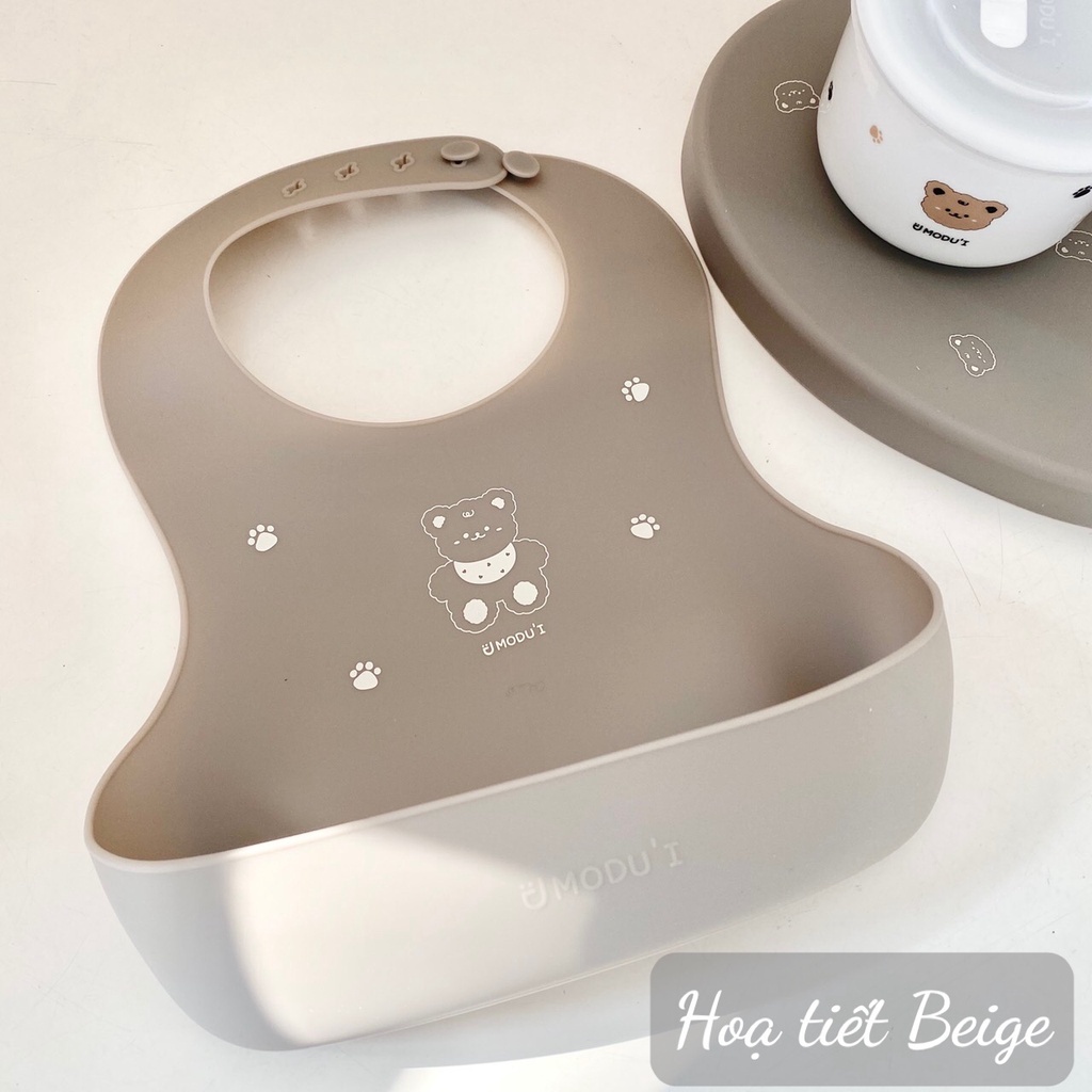 Yếm ăn dặm cho bé Silicon chính hãng Bluemama Hàn Quốc hàng cao cấp, có máng đựng chống thấm cho bé trai, bé gái