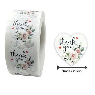 Set 500 Miếng Dán Hình Trái Tim In Chữ Thank You Trang Trí Sổ Tay Tiệc Cưới