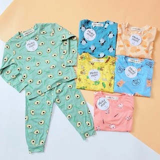 Bộ Dài Tay MInky Mom Thun Lạnh Họa Tiết Trái Cây - Thú 6-19kg (Set 12)