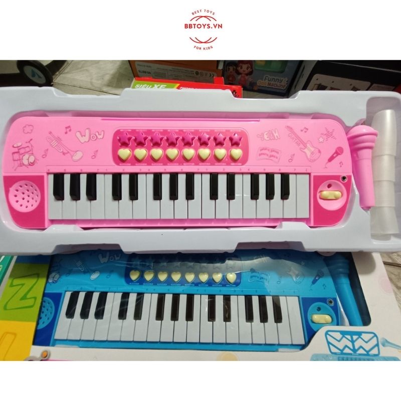 Đàn piano cho bé kèm mic đồ chơi có nhạc (tặng kèm 3 pin AA)  (BBTOYS: 47)