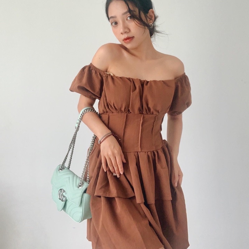 [Ảnh thật/Video]Váy công chúa trễ vai bèo bồng bềnh,Đầm dự tiệc thiết kế Trễ Vai Tay Bồng Bèo Tầng Mặc 2 Kiểu 2 màunâube | BigBuy360 - bigbuy360.vn