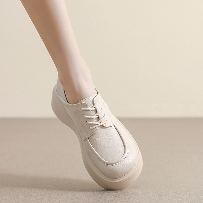 Giày Da Mũi Tròn Đế Dày Phong Cách Anh Quốc Cổ Điển Thời Trang Mùa Thu Cho Nữ Size 34-42