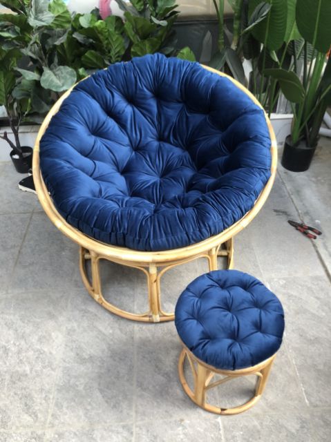 Ghế papasan mây thật 100% đệm nỉ nhung cao cấp