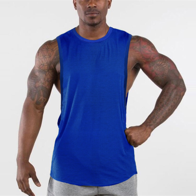 Áo Ba Lỗ Cổ Tròn Phối Lưới Thoáng Khí Thời Trang Thể Thao Cho Nam