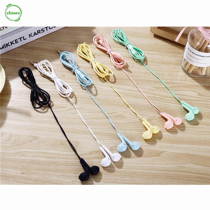 Tai Nghe Nhét Trong Có Dây Giắc Cắm 3.5mm Màu Macaron Xinh Xắn