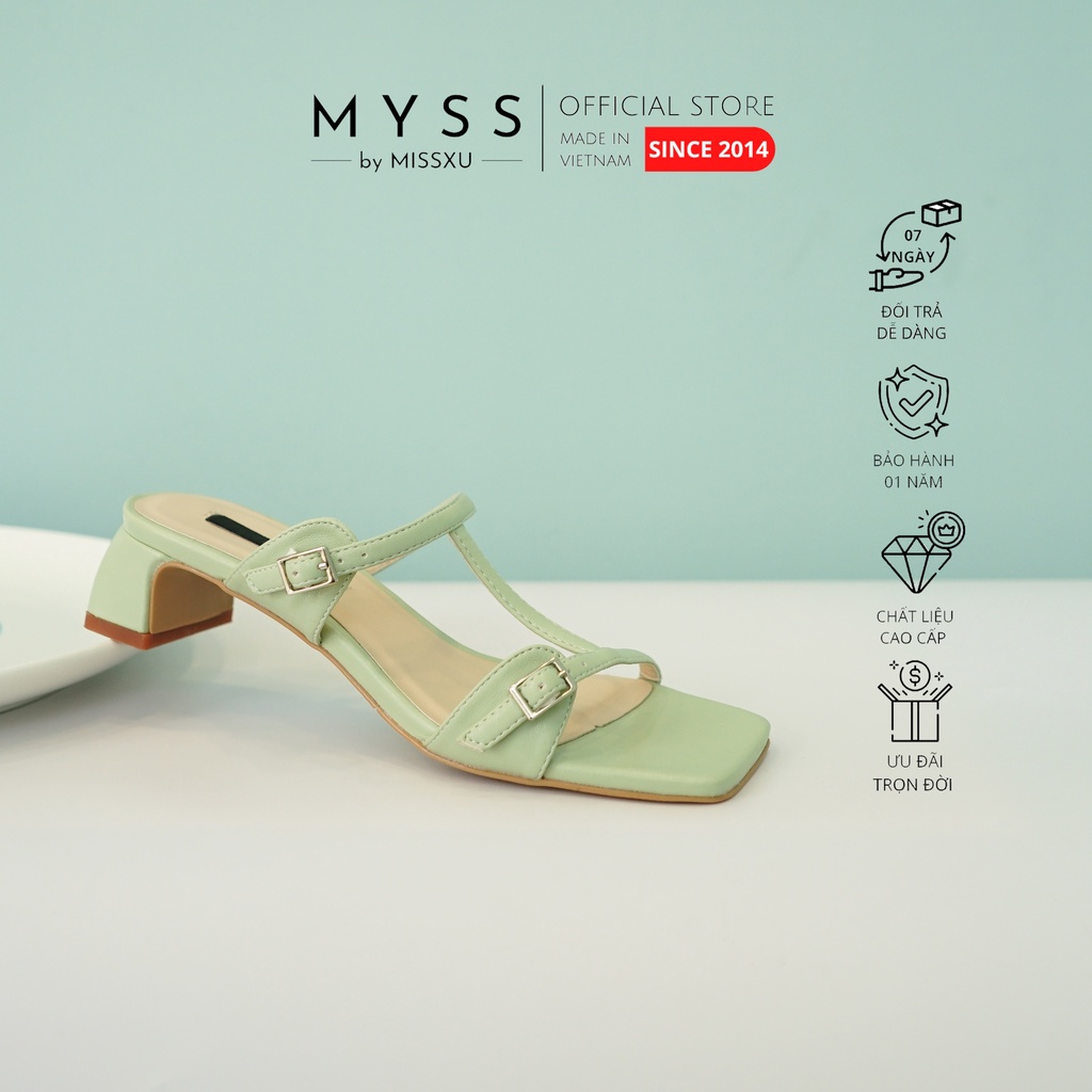 Giày guốc nữ quai ngang phối dọc khóa cài 3 cm thời trang MYSS - SU154
