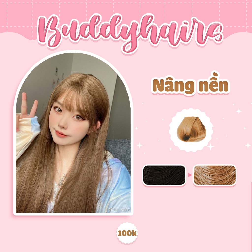 Thuốc nhuộm tóc NÂNG NỀN Buddyhairs, Buddy.hairs tặng kèm găng tay, mũ trùm,trợ nhuộm tiện ích