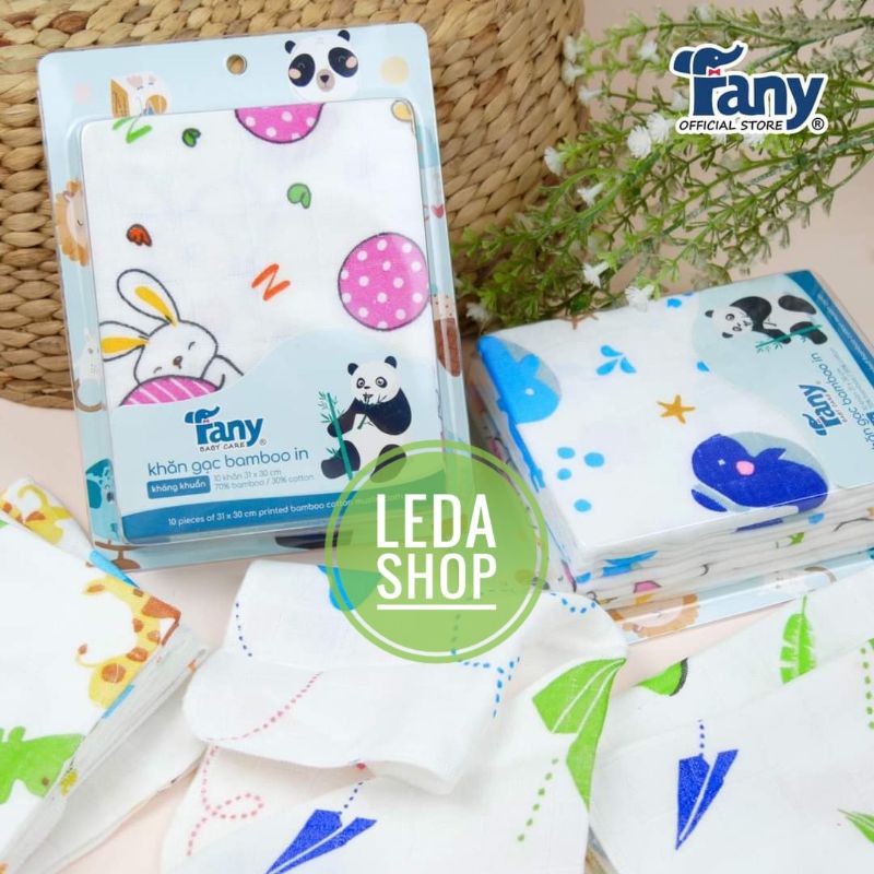 Khăn sữa xô sợi tre Fany cao cấp, Khăn sữa cho bé 2 lớp, set 10 khăn 31*30