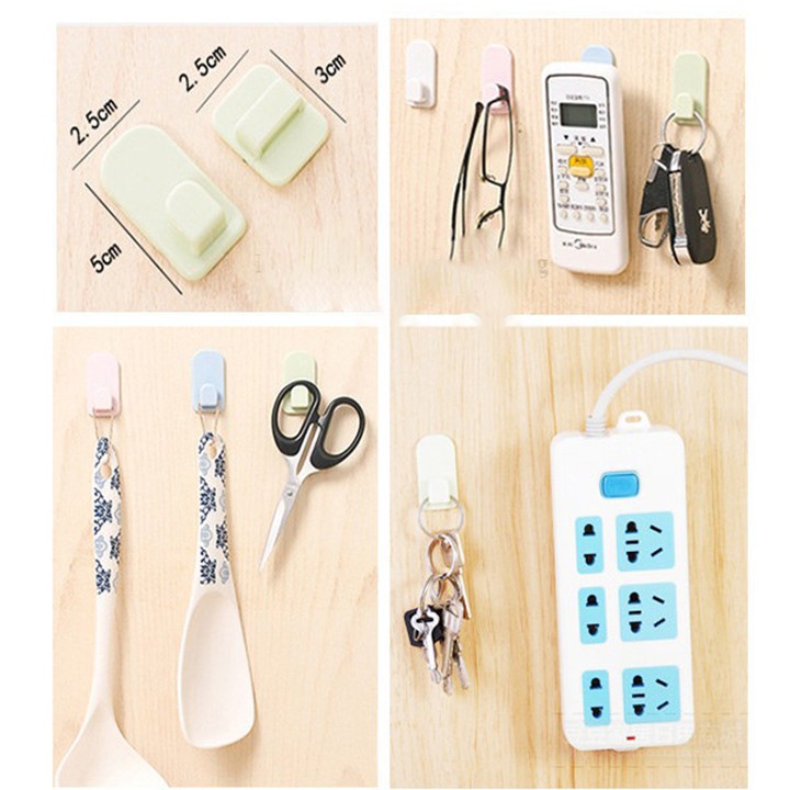 Set 2 móc dán tường không cần khoan đục gắn remote điều khiển tivi, điều khiển điều hòa 88112