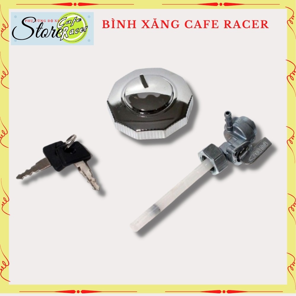 Bình xăng cafe racer phôi mộc chưa sơn  thùng xăng móp bé, hợp kim thép dày dăn phù hợp độ xe