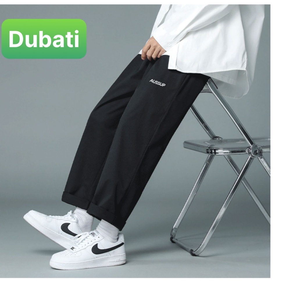 Quần baggy nam nữ Unisex ống rộng in chữ AUSSUP - Kiểu quần Kaki Nam Nữ Ống Suông Basic Unisex hot trend - Dubati fashon