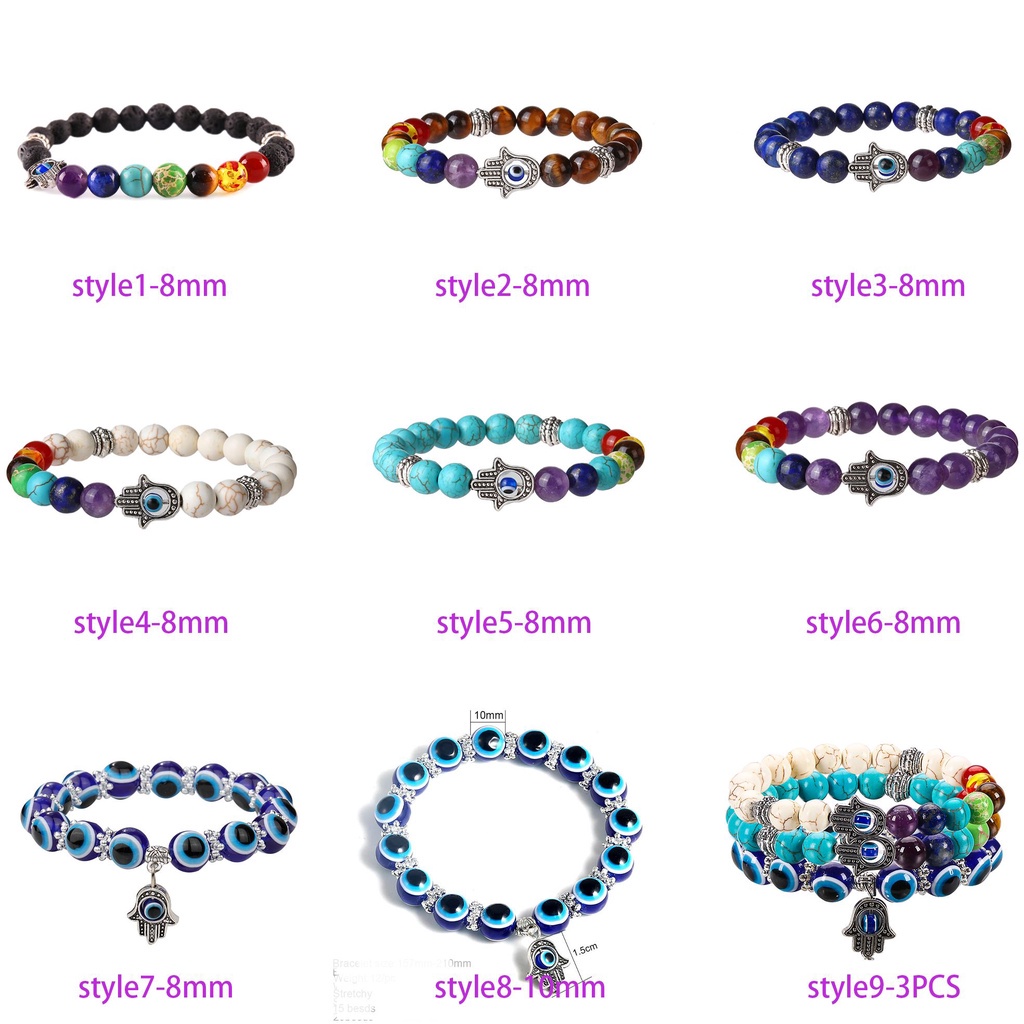 1/3 vòng tay chuỗi hạt đá mắt quỷ thời trang cho nữ