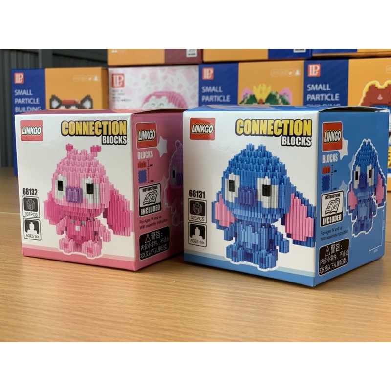 (Có Sẵn) xếp hình nanoblocks linkgo Stitch 2 mẫu Lego Hãng HC MAGIC nano block cho bé màu hồng - màu xanh