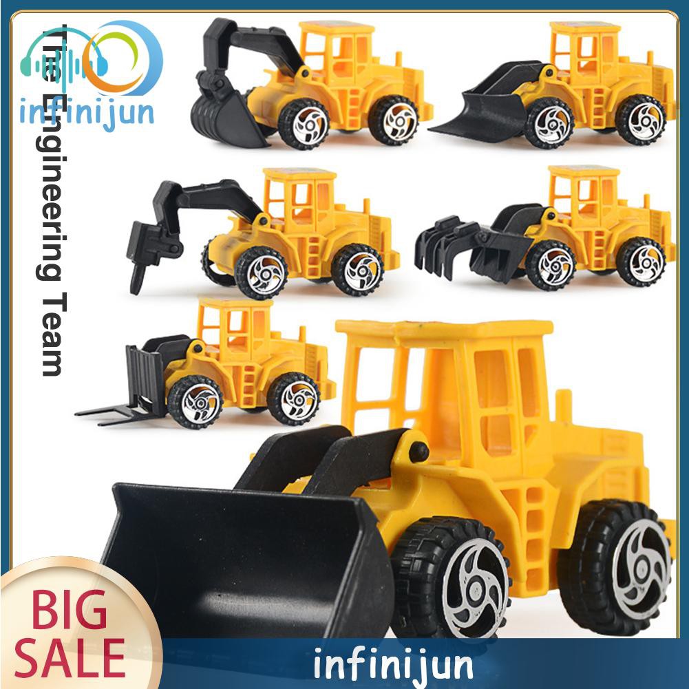Set 6 Mô Hình Xe Công Trường Mini Bằng Hợp Kim Dành Cho Bé
